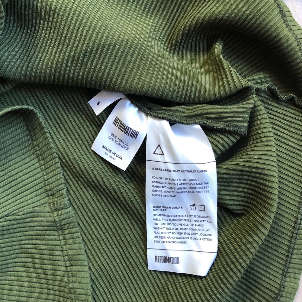 REFORMATION | ARMY GREEN ROBERTS DRESS S - Picture 7 of 8